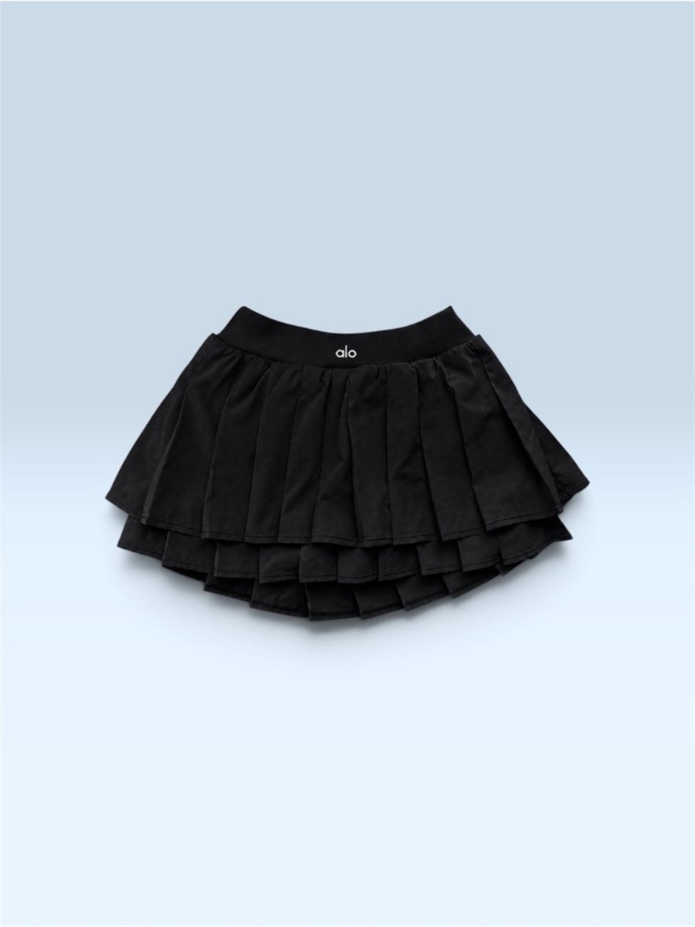 ALO Yoga Black Tiered Pleat Mini Skirt